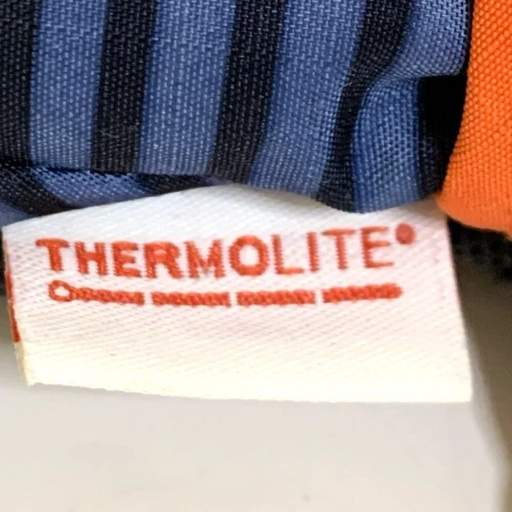 Thermolite Youth Snow Gloves Ski Snowboard Size YM Navy Blue Strip & Orange